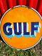 1930s Gulf Oil Double Sided Porcelain Sign Rare 30 Inch