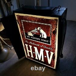 1930s His Master's Voice Dog RCA Victor Double Side Light Up Hanging Store Sign