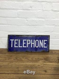1930s Original Enamel Double Sided Telephone Sign Antique Vintage Decorative