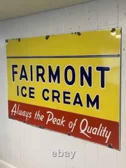 1930s Porcelain Fairmont Ice Cream Double Sided Sign