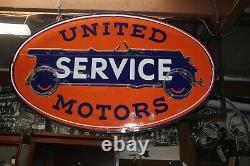1930s United Motors Service Dealership Double Sided Neon Porcelain Sign