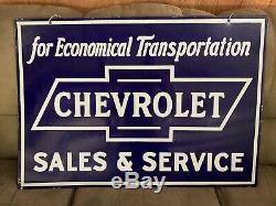 1930s antique Chevrolet Sales and Service double sided porcelain sign 40X28
