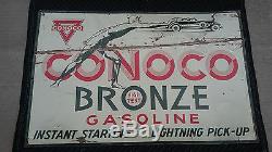 1933 Conoco Bronze Double Sided Tin Display Sign & Matching 1930's Bronze Map