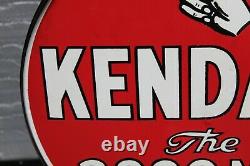 1940-50s Kendall Motor Oil Double Sided Porcelain Lollipop Sign