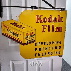 1940 Rare Kodak Verichrome Film Double Sided Flat Metal Sign Vintage Collectib