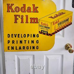 1940 Rare Kodak Verichrome Film Double Sided Flat Metal Sign Vintage Collectib