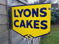 1940's Double Sided Lyons Cakes Enamel Sign Porcelain