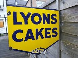 1940's Double Sided Lyons Cakes Enamel Sign Porcelain