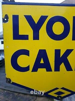 1940's Double Sided Lyons Cakes Enamel Sign Porcelain