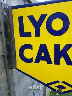 1940's Double Sided Lyons Cakes Enamel Sign Porcelain