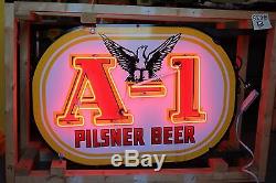 1940's Original Pilsner Beer A-1 Double sided Porcelain Sign Phoenix Neon