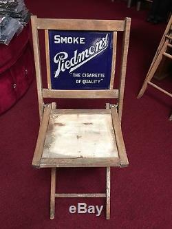 1940's Piedmont Tobacco Folding Deck Chairs Set of Two Double-Sided Porcelain