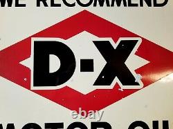 1940s-50s Vintage DX Motor Oil Sign Double-Sided Porcelain