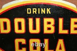 1940s Drink Double Cola Soda Rare Double Sided Tin Flange Sign