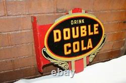 1940s Drink Double Cola Soda Rare Double Sided Tin Flange Sign