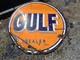 1940s Large Gulf Dealer Sign Porcelain Large Double Sided Original Original