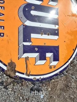 1940s Large Gulf Dealer Sign Porcelain Large Double Sided Original Original
