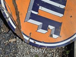 1940s Large Gulf Dealer Sign Porcelain Large Double Sided Original Original