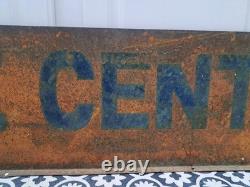 1940s Metal Tire Center Automotive Garage Sign Double Sided Old Paint Original