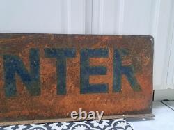 1940s Metal Tire Center Automotive Garage Sign Double Sided Old Paint Original