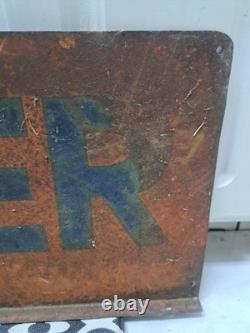 1940s Metal Tire Center Automotive Garage Sign Double Sided Old Paint Original