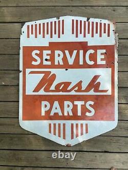 1940s Nash Parts & Service Double Sided Porcelain Sign Original