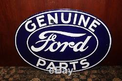 1940s Original FORD Genuine Oval Parts Porcelain Double Sided Sign by Veribrite