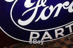 1940s Original FORD Genuine Oval Parts Porcelain Double Sided Sign by Veribrite