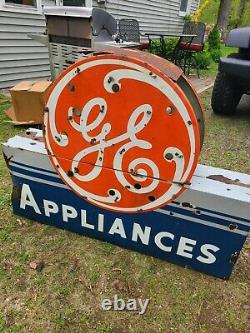 1940s Porcelain Neon G. E. Appliance Sign Double Sided Advertising