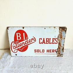 1940s Vintage BI Callender's Cables Sold Here Double Sided Enamel Sign Board Old