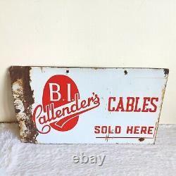 1940s Vintage BI Callender's Cables Sold Here Double Sided Enamel Sign Board Old