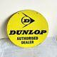 1940s Vintage Dunlop Tyre Authorised Dealer Double Sided Enamel Sign Board Round