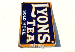 1940s Vintage Lyons Tea Advertising Double Sided Enamel Sign Board Rare EB330