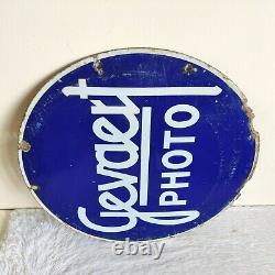 1940s Vintage Old Gevaert Photo Double Sided Enamel Sign Board Advertising Round