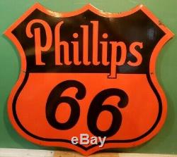 1948 Phillips 66 Gas Station Sign Porcelain Double Sided Original Vintage