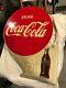1949 Coca Cola Double Sided Flange Metal Gas Station Vintage Sign Ice Cold