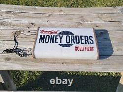 1950's Bondified Money Orders double sided lighted Sign Advertising Works