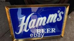 1950's Hamm's Beer Light Up Reverse Painted Glass Double Side Sign WORKS