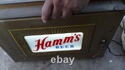 1950's Hamm's Beer Light Up Reverse Painted Glass Double Side Sign WORKS