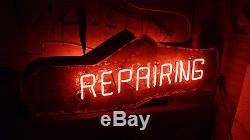 1950's NEON SHOE REPAIRING SIGN / DOUBLE SIDED LARGE SHOE