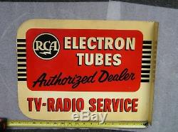 1950`s RCA TV Radio Service Double Sided Metal Flange Advertising Sign