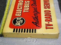 1950`s RCA TV Radio Service Double Sided Metal Flange Advertising Sign