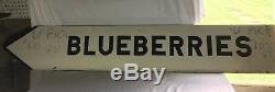 1950's U Pick Blueberries Double Sided Sign Wooden Black White Vintage Blueberry
