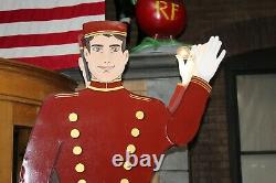 1950s Bellhop National Animated Sign Co. Double Sided Advertising waving sign