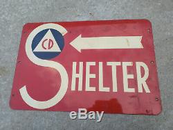1950s Civil Defense Arrow Double sided STEEL Shelter Sign, Cold War CD Authentic