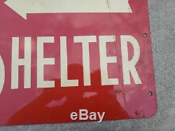 1950s Civil Defense Arrow Double sided STEEL Shelter Sign, Cold War CD Authentic