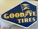 1950s Original Goodyear Tires Double Sided Porcelain Advertising Sign Large