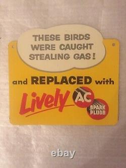 1950s These Birds Were Caught Stealing Gas! Ac Spark Plug Double Sided Sign