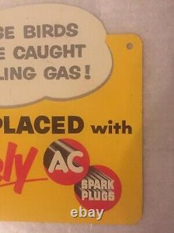 1950s These Birds Were Caught Stealing Gas! Ac Spark Plug Double Sided Sign