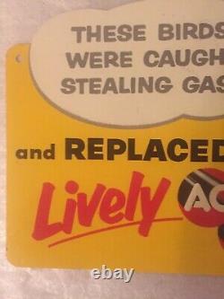 1950s These Birds Were Caught Stealing Gas! Ac Spark Plug Double Sided Sign